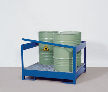4-Drum Steel Transport Pallet w/ Grating